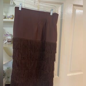 Escada brown skirt w fringe